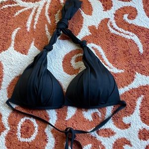Athleta Aqualuxe Black Halter Bikini Top Size Medium
